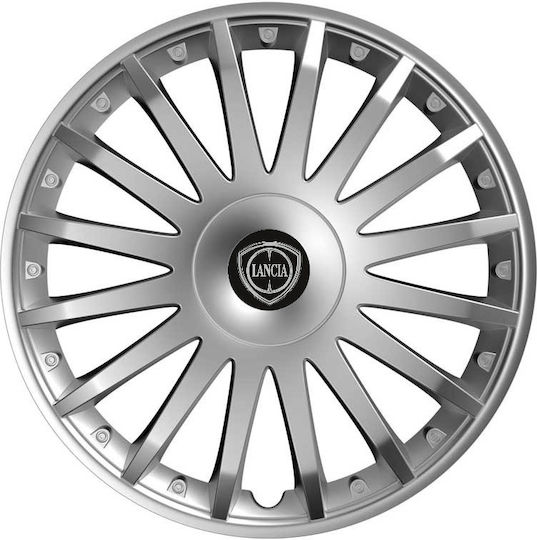 Car Wheel Hubcaps Versaco Luxury Silver 14" 3d Metal Logo Lancia 4 Pieces