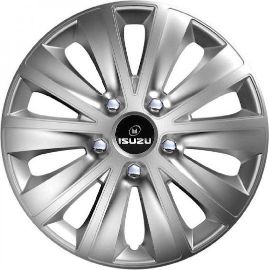 Car Wheel Hubcaps Versaco Rapid Hc Silver 13" 3d Metal Logo Isuzu 4 Pieces