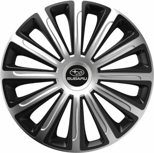 Car Wheel Hubcaps 13" Trend Silver & Black Cbx 3d Metal Logo Subaru 4 Pieces