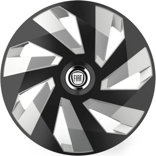 Тасии Трохове Автомобилни Versaco Stratos 14" Vector Черни Хромирани Пръстени Cbx 3d Метален Емблема Fiat 4 Броя