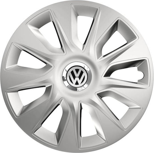 Тасии За Автомобилни Джанти Versaco Stratos 14" Сребристи Хромирани Пръстени 3d Метален Емблема Vw 4 Броя