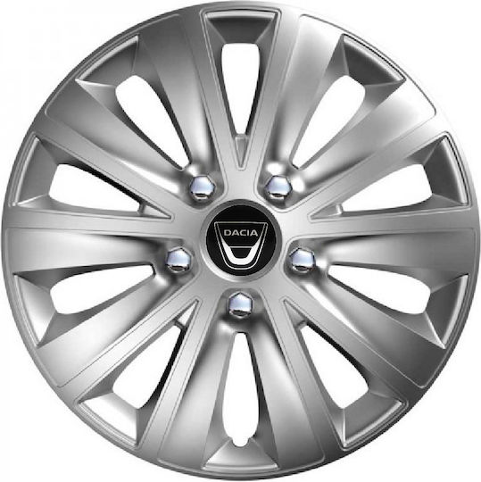 Тасии За Коли Versaco Rapid Hc Сребристи 14" С 3d Метален Емблема Dacia 4 Броя