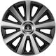 Car Wheel Hubcaps Versaco Aviator Carbon Chrome & Black 14" 3D Metal Logo Renault 4 Pieces