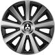 Car Wheel Hubcaps Versaco Aviator Carbon Chrome & Black 15" 3D Metal Logo Mitsubishi 4 Pieces