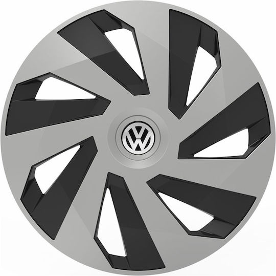 Auto Radkappen Versaco Vector Chrom Schwarz 14" Kompatibilität 3d Metallisch Volkswagen 4 Stücke