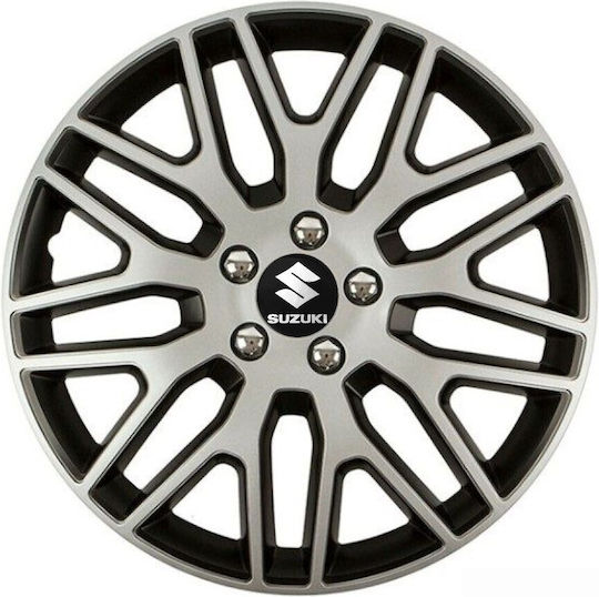 Auto Radkappen Versaco Dakar Nc Silber Schwarz 15" Kompatibilität 3d Metallisch Suzuki 4 Stücke