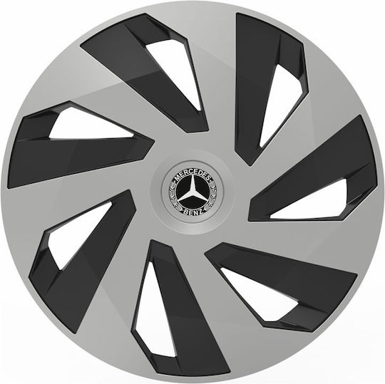 Тасии Трохов Автомобилни Versaco Vector Хромирани Черни 15" С 3d Метален Емблема Mercedes Benz 4 Броя