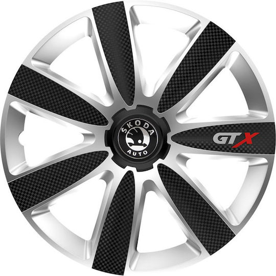Тасии Трохове Автомобилни Versaco Gtx Карбон Черно Хром 14" Знак 3d Метален Skoda 4 Броя