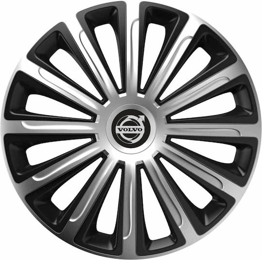 Car Wheel Hubcaps 13" Trend Silver & Black Cbx 3d Metal Logo Volvo 4 Pieces