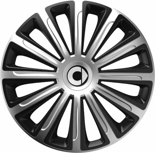 Тасии Трохове Автомобилни Trend Cbx 15" Сребристи и Черни С 3d Метален Емблема Smart 4 Броя