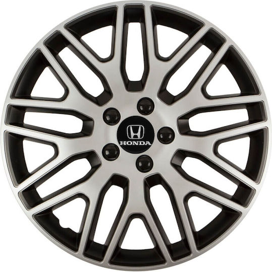 Car Wheel Hubcaps Versaco 13" Dakar Silver Black Black Bolts 3d Metal Logo Honda 4 Pieces