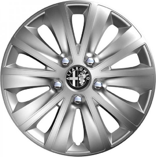 Car Wheel Hubcaps Versaco Rapid Hc Silver 13" 3d Metal Logo Alfa Romeo 4 Pieces
