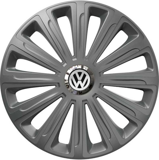 Τάσια Τροχών Αυτοκινήτου Versaco 14" Trend Rc Γραφίτης Δαχτυλίδια Χρωμίου Cbx Σήμα 3d Μεταλλικό Vw 4 Τεμάχια
