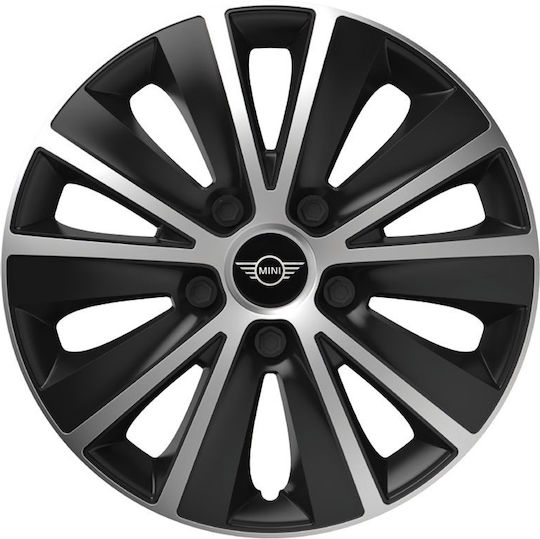 Car Wheel Hubcaps Versaco Rapide Black Chrome 13" 3d Metal Logo Mini Cooper 4 Pieces