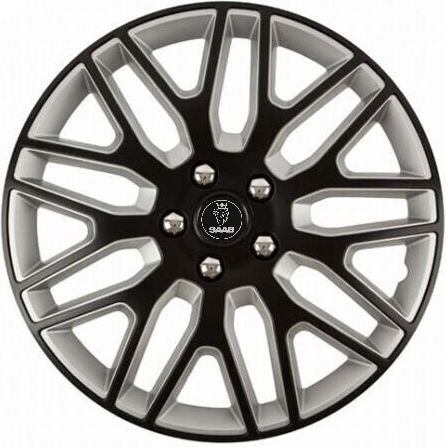 Car Wheel Hubcaps Versaco Dakar Nc Black Silver 15" 3d Metal Logo Saab 4 Pieces