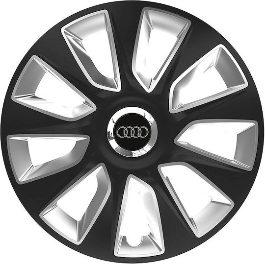 Auto Radkappen Versaco Stratos Rc Schwarz Chrom 15" Kompatibilität 3d Metallisch Audi 4 Stücke