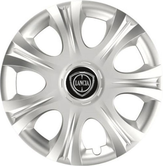 Car Wheel Hubcaps Versaco Impulse Silver 14" 3d Metal Logo Lancia 4 Pieces