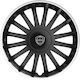 Car Wheel Hubcaps Versaco 14" Crystal So Black Cbx 3d Metal Logo Lancia 4 Pieces