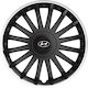 Car Wheel Hubcaps Versaco 14" Crystal So Black Cbx 3d Metal Logo Hyundai 4 Pieces