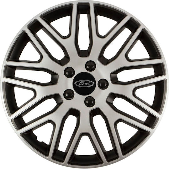 Car Wheel Hubcaps Versaco 16" Dakar Silver Black Black Bolts 3d Metal Logo Ford 4 Pieces