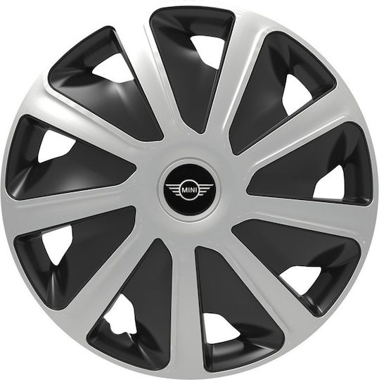 Car Wheel Hubcaps Versaco Craft Chrome Black 15" 3d Metal Logo Mini Cooper 4 Pieces