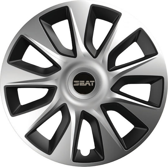 Car Wheel Hubcaps Versaco Stratos Chrome Black 16" 3d Metal Logo Seat 4 Pieces