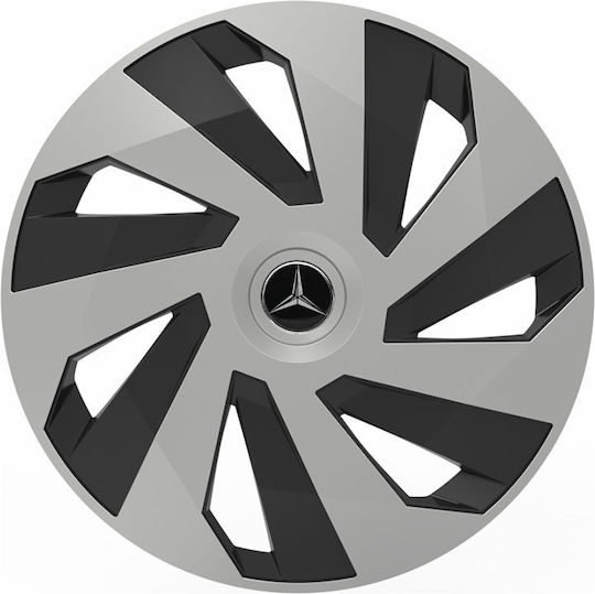Тасии Тркхови Автомобилни Versaco Vector Хромирани Черни 15" 3d Метален Емблема Mercedes 4 Броя