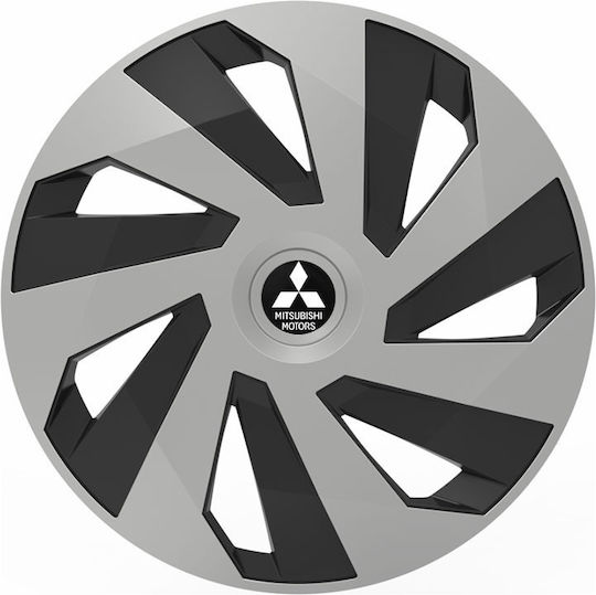 Car Wheel Hubcaps Versaco Vector Chrome Black 14" 3d Metal Logo Mitsubishi 4 Pieces