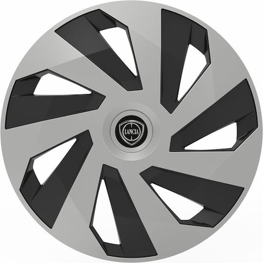 Car Wheel Hubcaps Versaco Vector Chrome Black 14" 3d Metal Logo Lancia 4 Pieces