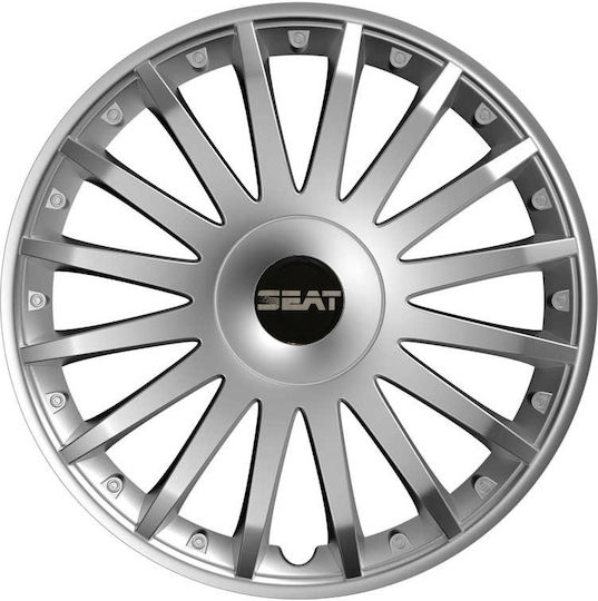 Car Wheel Hubcaps Versaco Crystal Silver 13" 3d Metal Logo Seat 4 Pieces