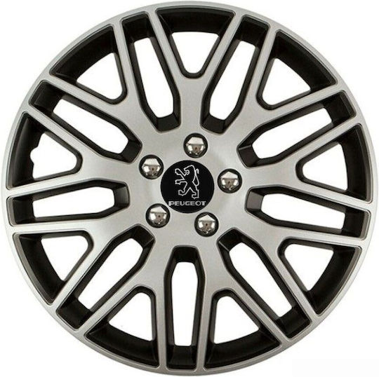 Auto Radkappen Versaco Dakar Nc Silber Schwarz 15" Kompatibilität 3d Metallisch Peugeot 4 Stücke