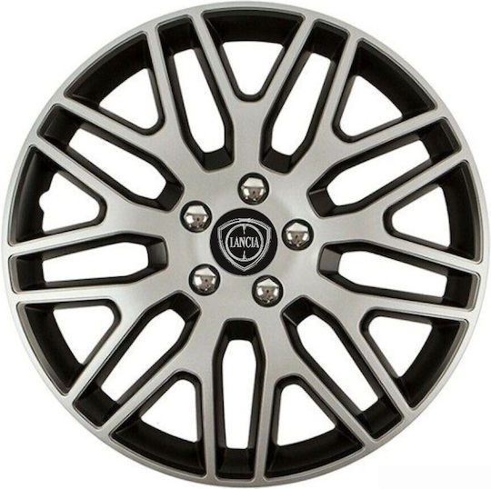 Car Wheel Hubcaps Versaco Dakar Nc Silver Black 14" 3d Metal Logo Lancia 4 Pieces