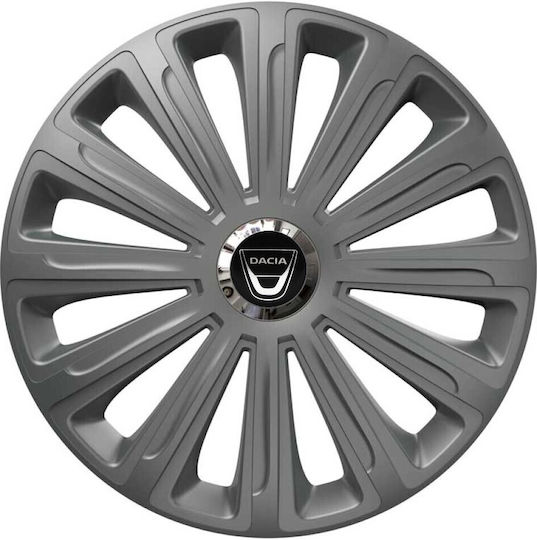 Тасии Трохове Автомобилни Versaco 15" Trend Rc Графитени Хромирани Пръстени Cbx 3d Метален Емблема Dacia 4 Броя