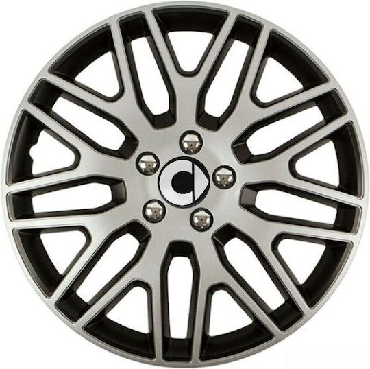 Car Wheel Hubcaps Versaco Dakar Nc Silver Black 16" 3d Metal Logo Smart 4 Pieces