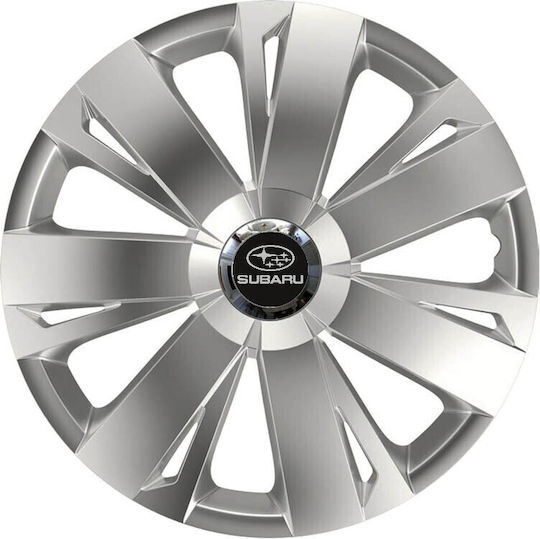 Car Wheel Hubcaps Versaco Energy Rc Silver 14" 3d Metal Logo Subaru 4 Pieces