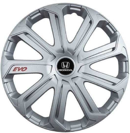 Car Wheel Hubcaps Versaco Evo Silver 15" 3d Metal Logo Honda 4 Pieces