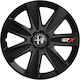 Car Wheel Hubcaps Versaco Gtx Carbon Black 15" 3d Metal Logo Alfa Romeo 4 Pieces