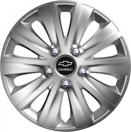 Car Wheel Hubcaps Versaco Rapid Hc Silver 13" 3d Metal Logo Chevrolet 4 Pieces