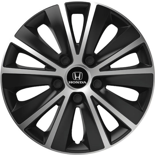 Car Wheel Hubcaps Versaco Rapide Black Chrome Black Bolts 13" 3d Metal Logo Honda 4 Pieces