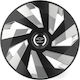 Car Wheel Hubcaps Versaco Stratos 13" Vector Black Chrome Rings 3D Metal Logo Chevrolet 4 Pieces