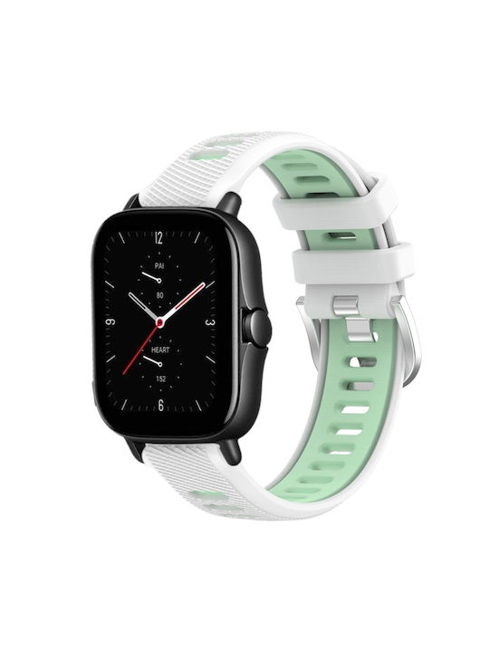 Amazfit Gts 2e 20mm Cross Texture Ζώνη Ρολογιού Πόρπες Σιλικόνη Σιλικόνης Δύο Χρωμάτων Λευκό+κασίρ