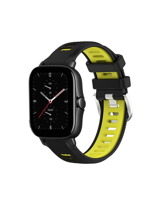 Amazfit Gts 2e 20mm Cross Texture Ζώνη Ρολογιών Πόρπες Σιλικόνη Σιλικόνη Μαύρο+πράσινο