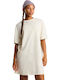 Summer Mini Athletic T-Shirt Short Sleeve Ecru Dress