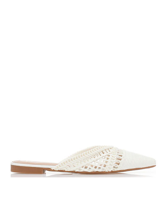 Tsoukalas Flat Mules σε Λευκό Χρώμα