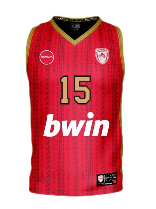 Gsa Ανδρική Εμφάνισης Μπάσκετ Ολυμπιακός Red & Gold Printezis 15 Limited Edition