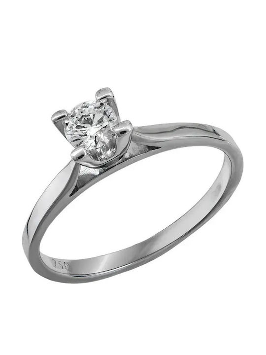 Single Stone Ring From 18K Gold With Diamond