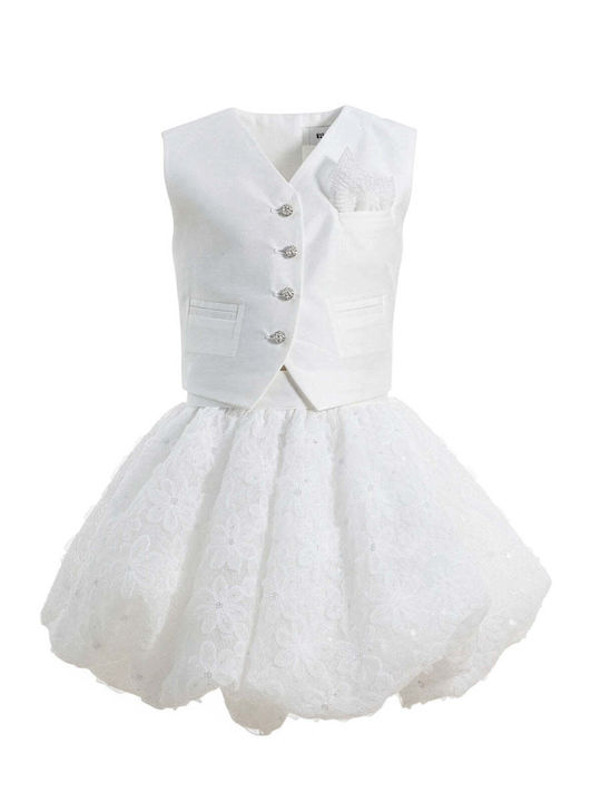 Kids Set with Skirt Summer 2 Pieces White 100000KO1001982