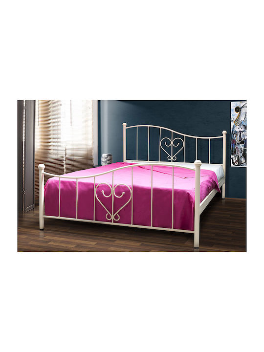 Heart Single Metal Bed Black for Mattress 100x2...