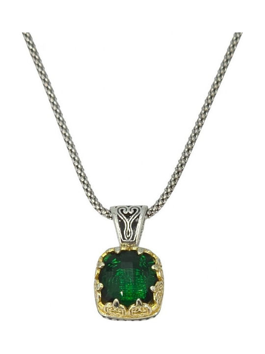 Byzantinisches Halskette mit Talisman aus Vergoldetem Silber mit Zirkon Grün