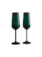 Hermia Set Of Green Glass Champagne Goblet Glasses 195ml 2 Pieces